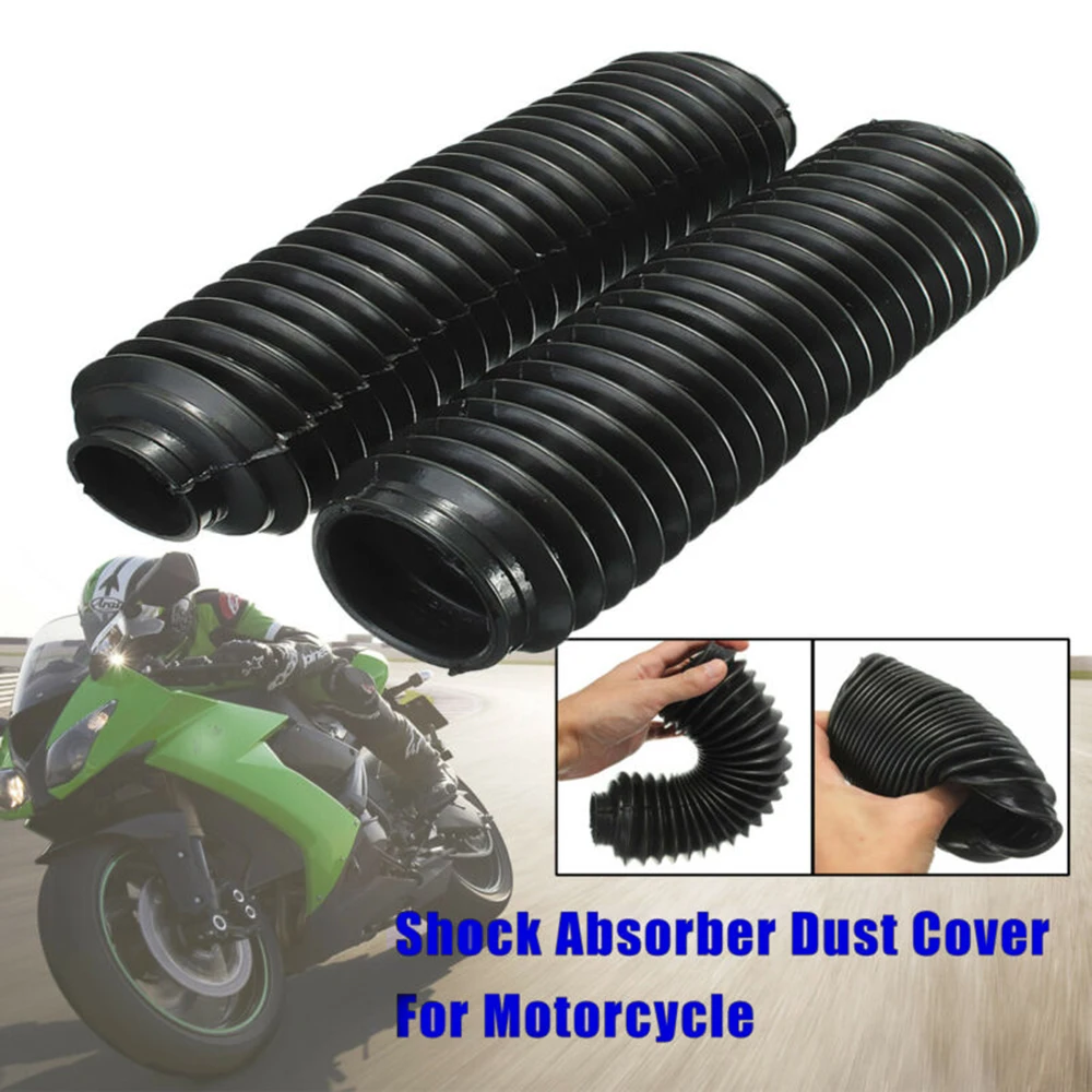 

1Pair Black Motorcycle Front Fork Rubber Gaiters Boots For CQR 245x58x39mm Can Be Stretched Or Shortened