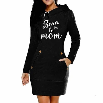 

Long Dress Boin To MOM Letters Print Hoodies For Women Hoodies Sweatshirts Femmes Kawaii Loose Clothings 2018 Harajuku