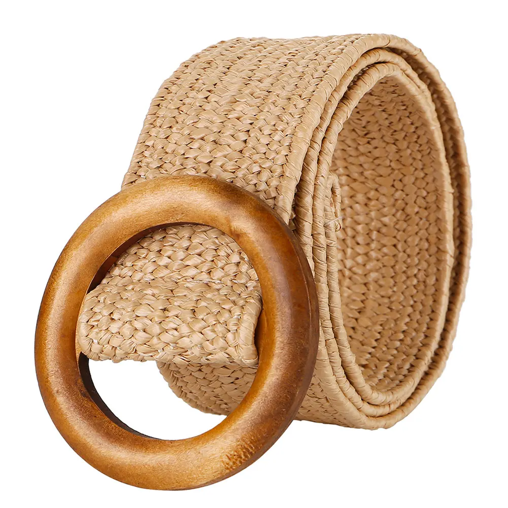 Плетеный ремень с круглой пряжкой|Женские ремни| |