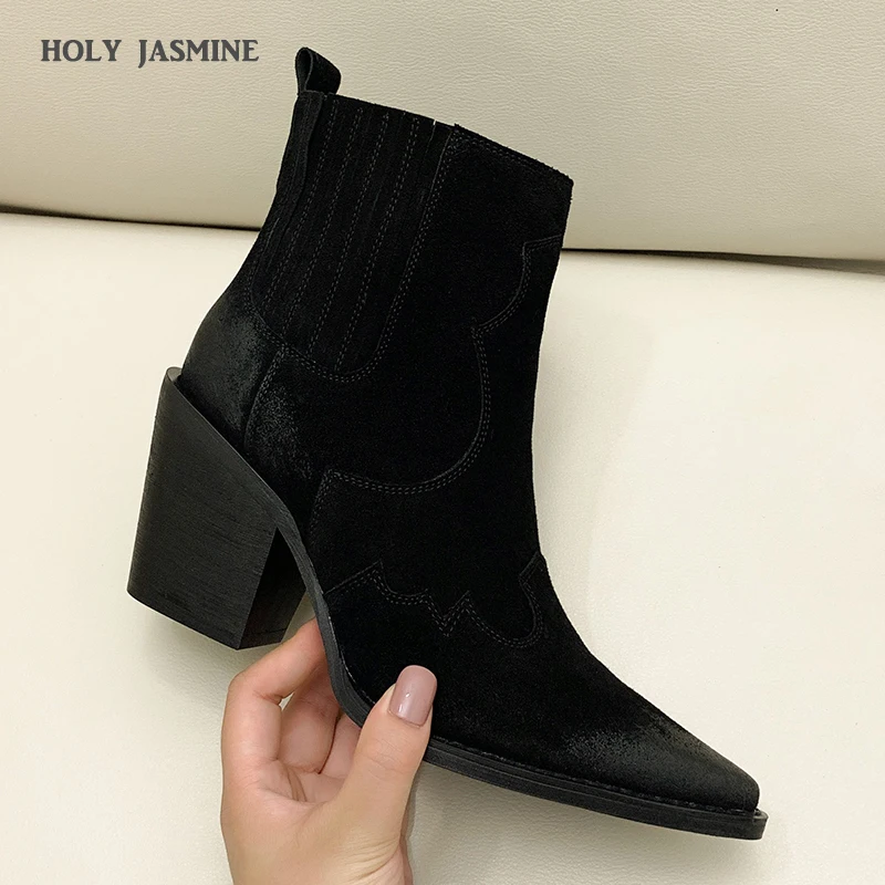 suede western ankle boots
