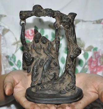 

wedding decoration 6"Old Tibet Pure bronze Thai Sakyamuni Tara Buddha Love each other statue