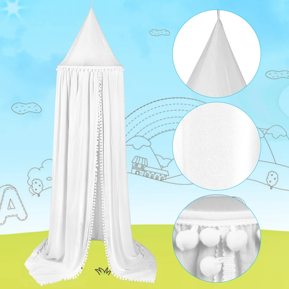 Puseky Baby Kids Round Dome Bed Canopy Mosquito Netting Curtain Cover Home Bedroom Decoration