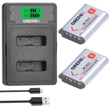 

2Pcs NP BX1 NP-BX1 battery + Dual USB LED Charger for Sony DSC RX1 RX100 AS100V M3 M2 HX300 HX400 HX50 HX60 GWP88 AS15 WX350
