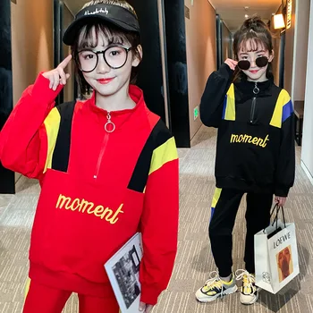 

2PCS Children Spring Set 110-160cm Height Girls Sets 2020 new Long Sleeve Coat and Trousers Suits Kids Active Pullover Clothes