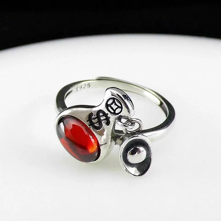FNJ 925 Серебряное кольцо кошелек для монет Красный Циркон Новые модные оригинальные кольца из стерлингового серебра S925 для женщин ювелирные изделия регулируемый размер