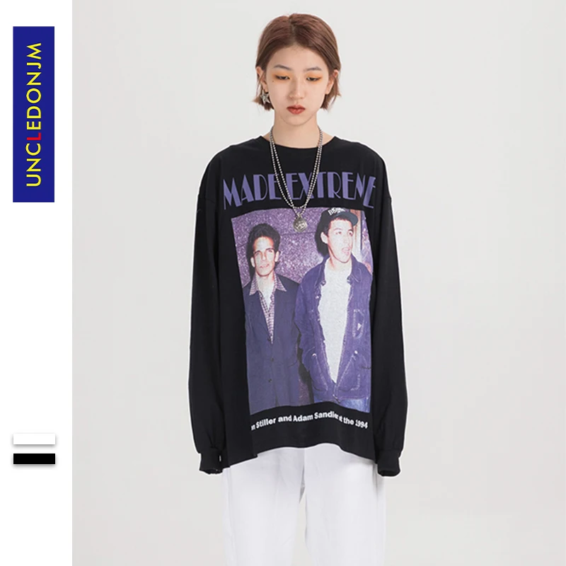 UNCLEDONJM размера плюс для женщин/мужчин печатных рубашки с длинным рукавом Футболка