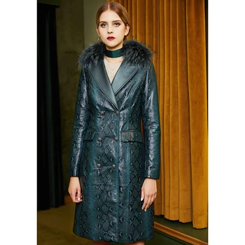 

Genuine Leather Jacket Women Natural Sheepskin Coat Female Luxury Fur Collar Leather Clothes Autumn Long Korean Overcoat 09310