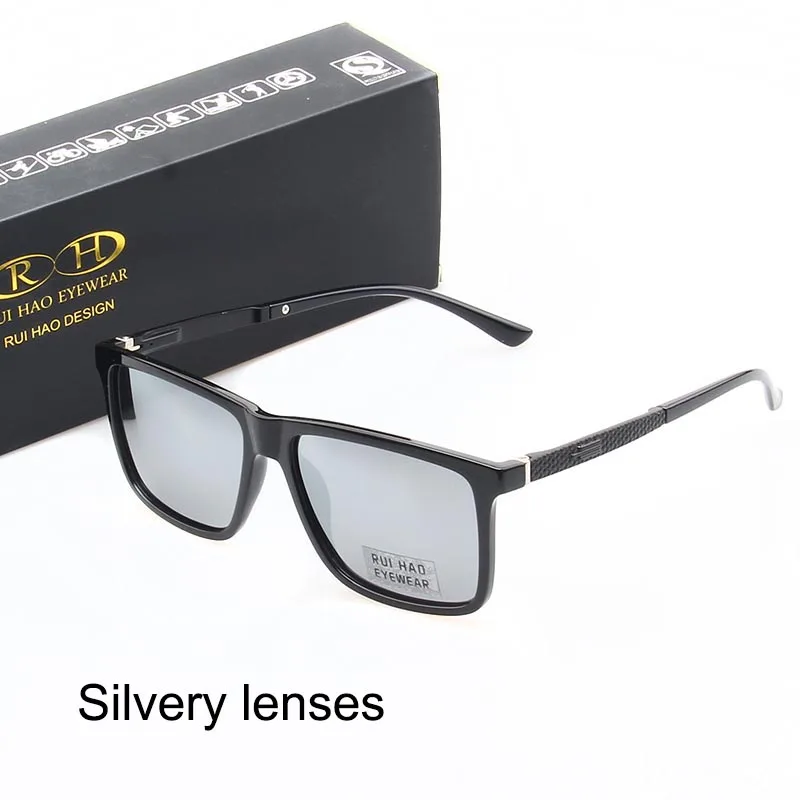 Silvery Lenses Бренд Rui Hao, поляризованные солнцезащитные очки для мужчин, 3 цвета, солнцезащитные очки для вождения, 2837 - Цвет линз: Silvery Lenses