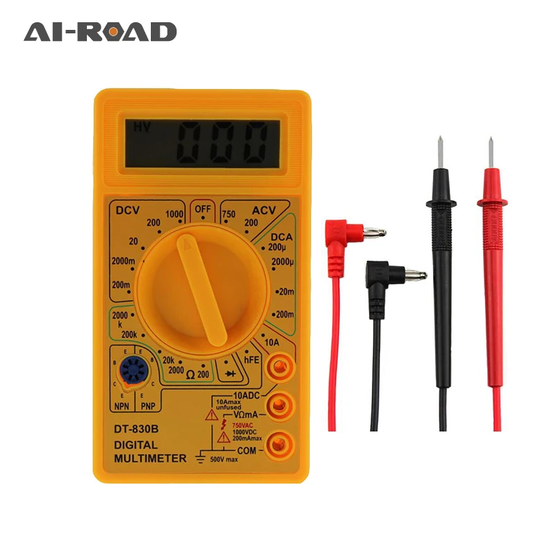 

DT-830B Digital Amper Clamp Meter Multimeter LCDCurrent Clamp Pincers Voltmeter AmmeterAC/DC 750/1000V Ohm Current VoltageTester