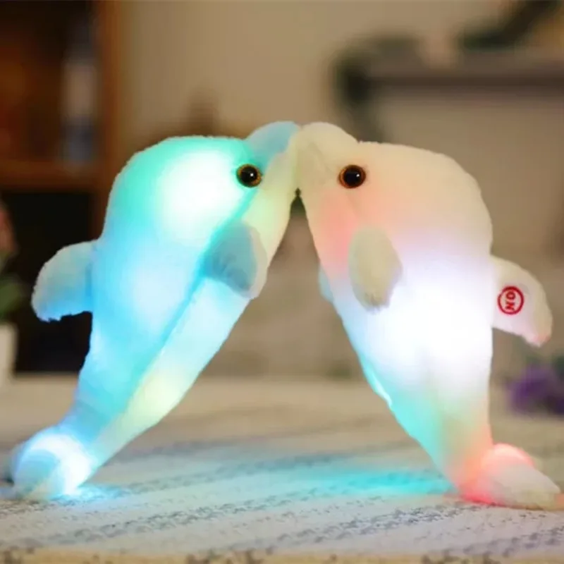 1pc 32cm Creative Luminous Plush Dolphin Doll Glowing LED Light Plush Animal Toys Colorful Doll Pillows Kids Children's Gift