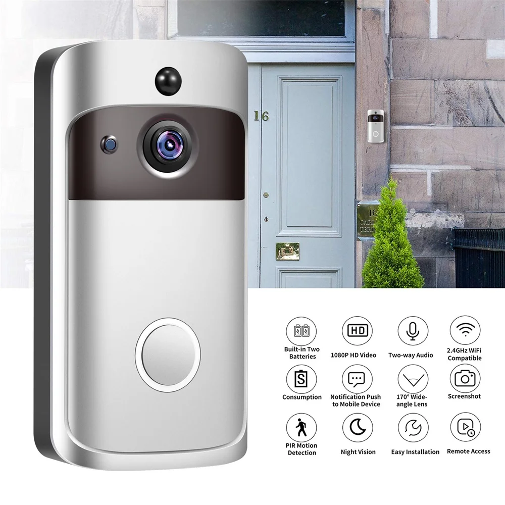 1080P умный видеодомофон беспроводной дверной глазок-камера ИК-Сигнализация Дверной звонок с изображением колокольчика дверной звонок беспроводная камера безопасности
