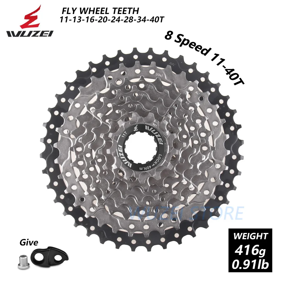 WUZEI 8 S/9 S/10 S/11 S/12 S кассета 32/36/40/42/46/50T Сталь mtb горный велосипед свободного хода Совместимость Shimano - Color: 8S 11-40T Extended