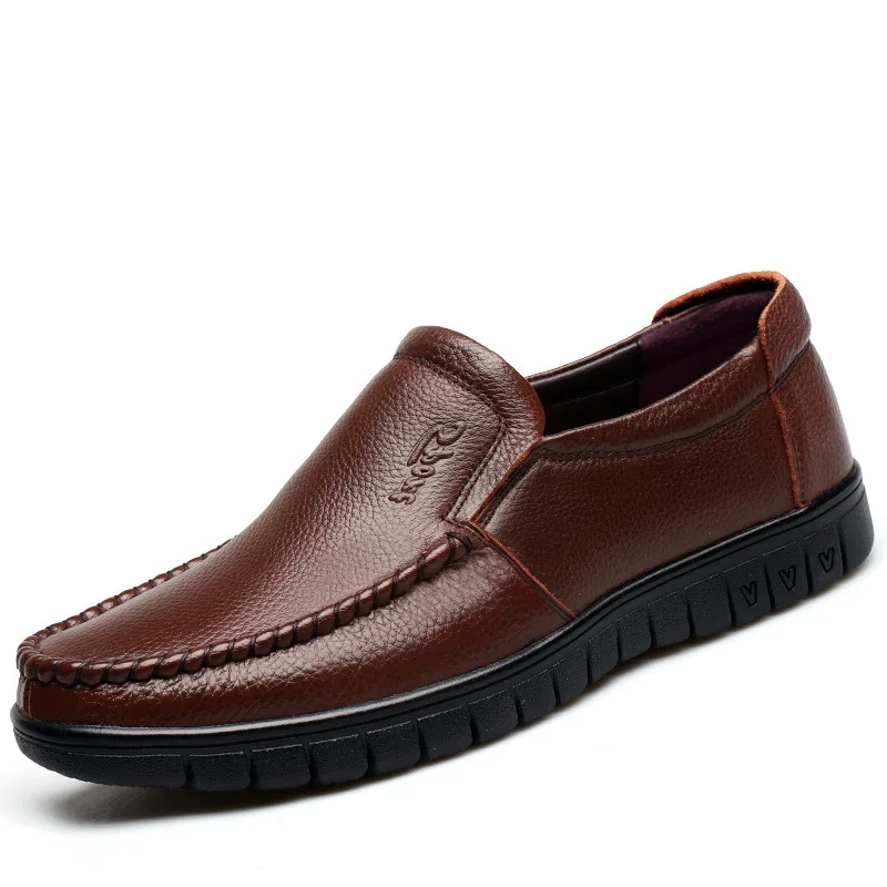 Мужская повседневная обувь из натуральной кожи; люксовый бренд; коллекция года; мужские лоферы; мокасины; дышащая обувь; слипоны; Цвет Черный; обувь для вождения - Цвет: Brown