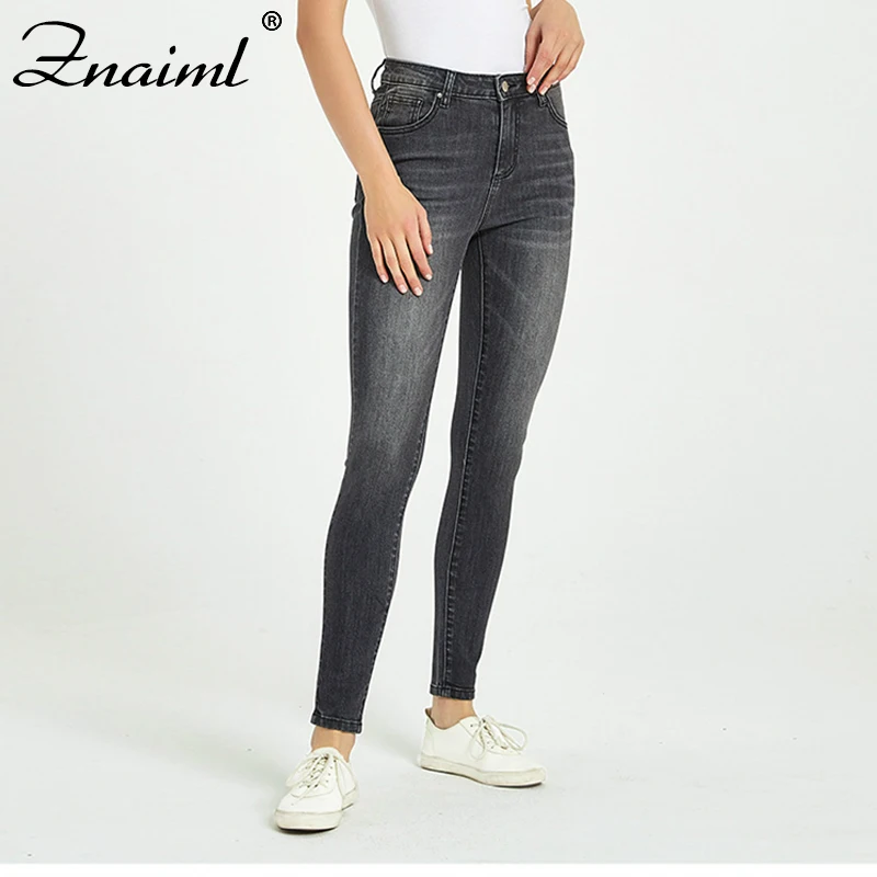 

Simple Style Women Jeans With High Waist Skinny Denim Pants Black Strech Jeans Woman Casual Streetwear Ladies Denim Trousers