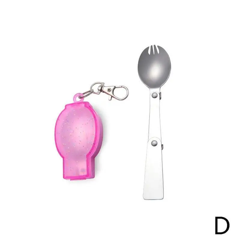 Outdoor Folding Travel Camping Utensil Stainless Pocket Spoon Fork Super Small Foldable Spoon Fork Camping Picnic Survival Tool - Цвет: D