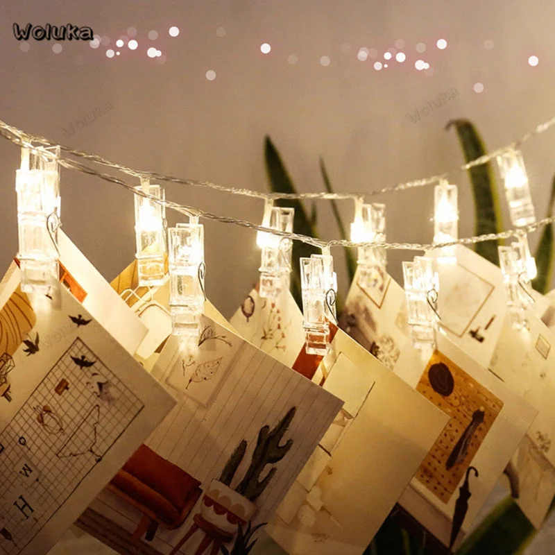 Светодиодная цветная гирлянда с зажимом для фотографий декоративные