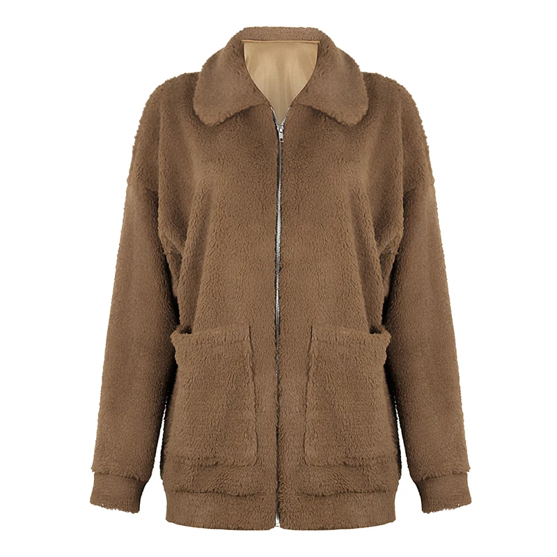 Зимняя теплая верхняя одежда Veste Femme пальто из искусственного ягненка женское пушистое повседневное пальто из искусственного меха Женское пальто из мохнатого флиса