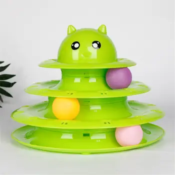 

Pet Toys 3 Layers Crazy Track Ball Disk Cat Interactive Amusement Plate Kitten Game Play Disc Pets Anti-slip Turntable Toy