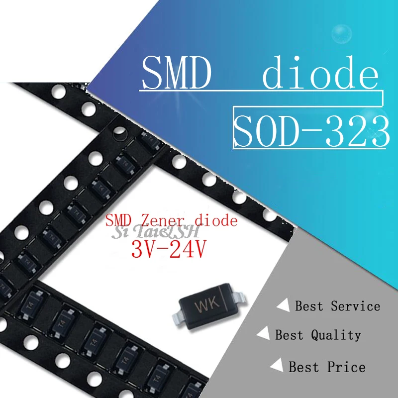 Díodo smd sod 100, 323 w e 0805 w, 3v, 3v3, 7v5, 6v8, 5v6, 5v1, 4v7 ...