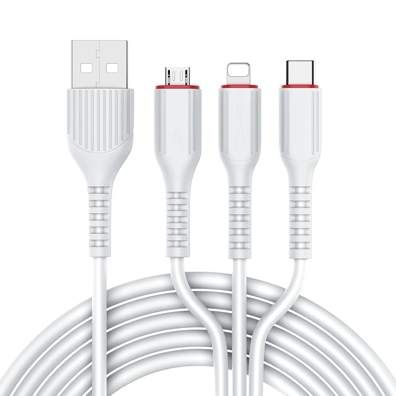 3 в 1 USB кабель 3.1A для мобильного телефона Micro usb type C кабель зарядного устройства для samsung Xiaomi huawei кабель для быстрой зарядки телефона шнур - Цвет: White