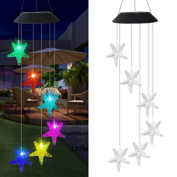 

Solar Light Outdoor Powered LED Wind Chime Lights Yard Garden Decoration Color-Changing LED Solar Powered Sea Star Light
