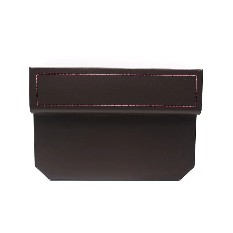 Brown beyisi Car Seat Side Slit Organizer car PU Leather Storage Box for Wallet Phone Coins Cigarette Keys box For Universal - Color Name: Brown