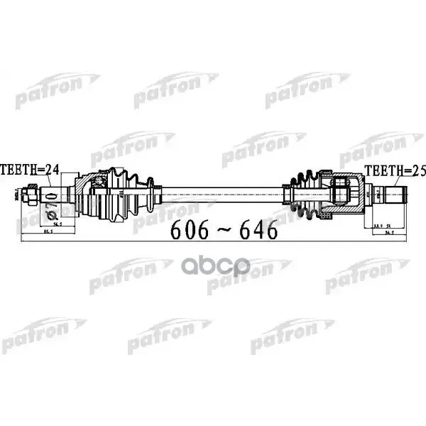 Полуось Передний Мост Справа 24x606x70x25 Kia Picanto [Ta] 11- PATRON арт. PDS0515