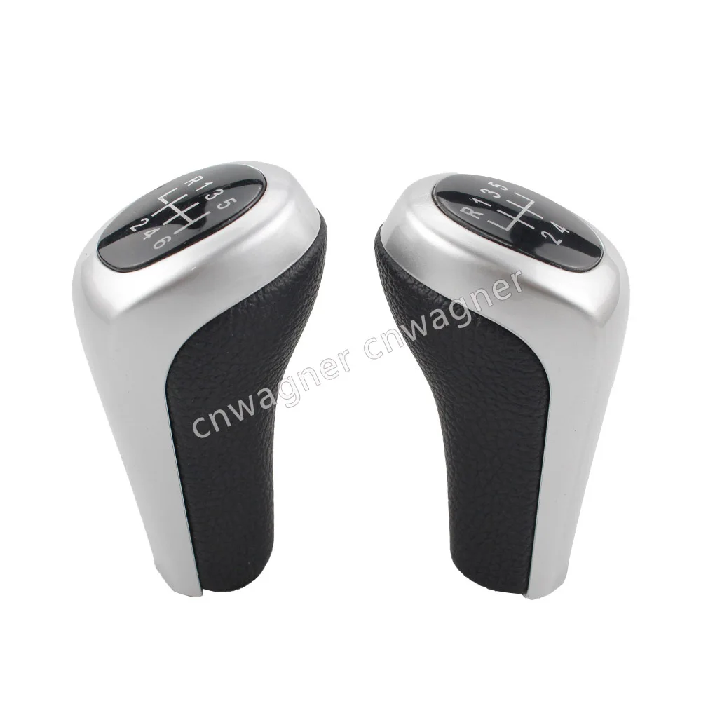 Auto 5- und 6-Gang Matt Silber Schaltknauf für BMW E53 E60 E61 E81 E82 E83 E84 E87 E90 E91 Auto-Schalthebel aus Leder – Detail 4
