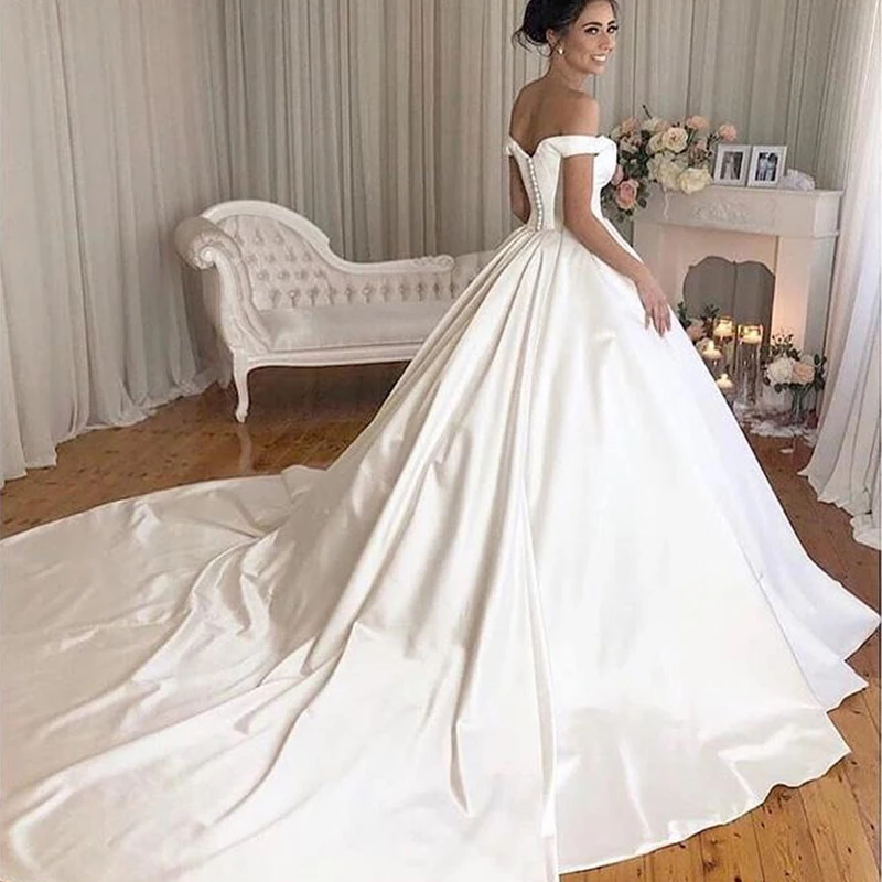 2020-Simple-Wedding-Dresses-Off-The-Shoulder-A-Line-Bride-Dress-With-Court-Train-Wedding-Gowns (1)
