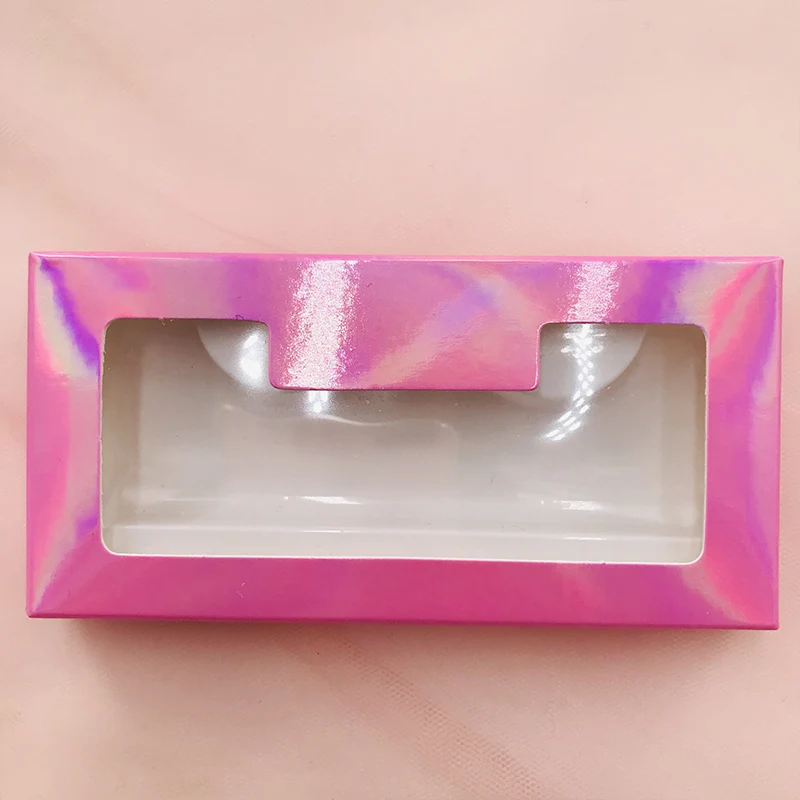 Hot pink holographic 5D 25 мм норковые ресницы оптом красочная бумажная упаковочная коробка - Цвет: Hot pink holographic