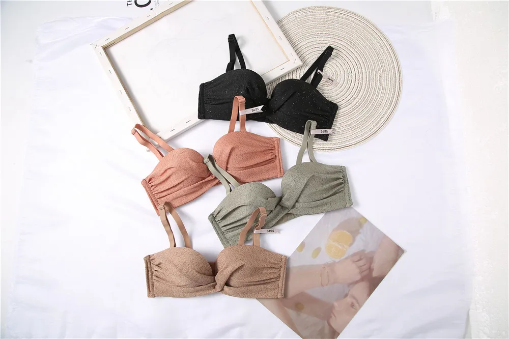 

Sexy Women's Thin Solid Color Lace Underwear Bra + panties Set Lightweight French sexy lace without rim bra 32-38AB Universal