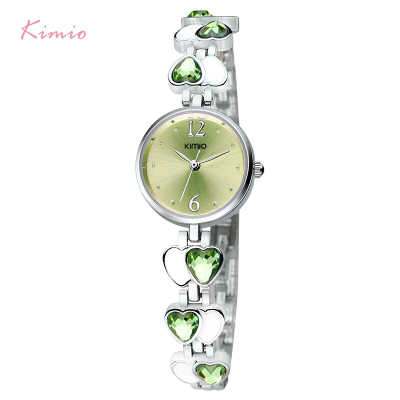 

Brand relojes con diamantes Love Heart Gem Thin Strap Wrist Watches Analog Round Bracelet Watch for Women Girl