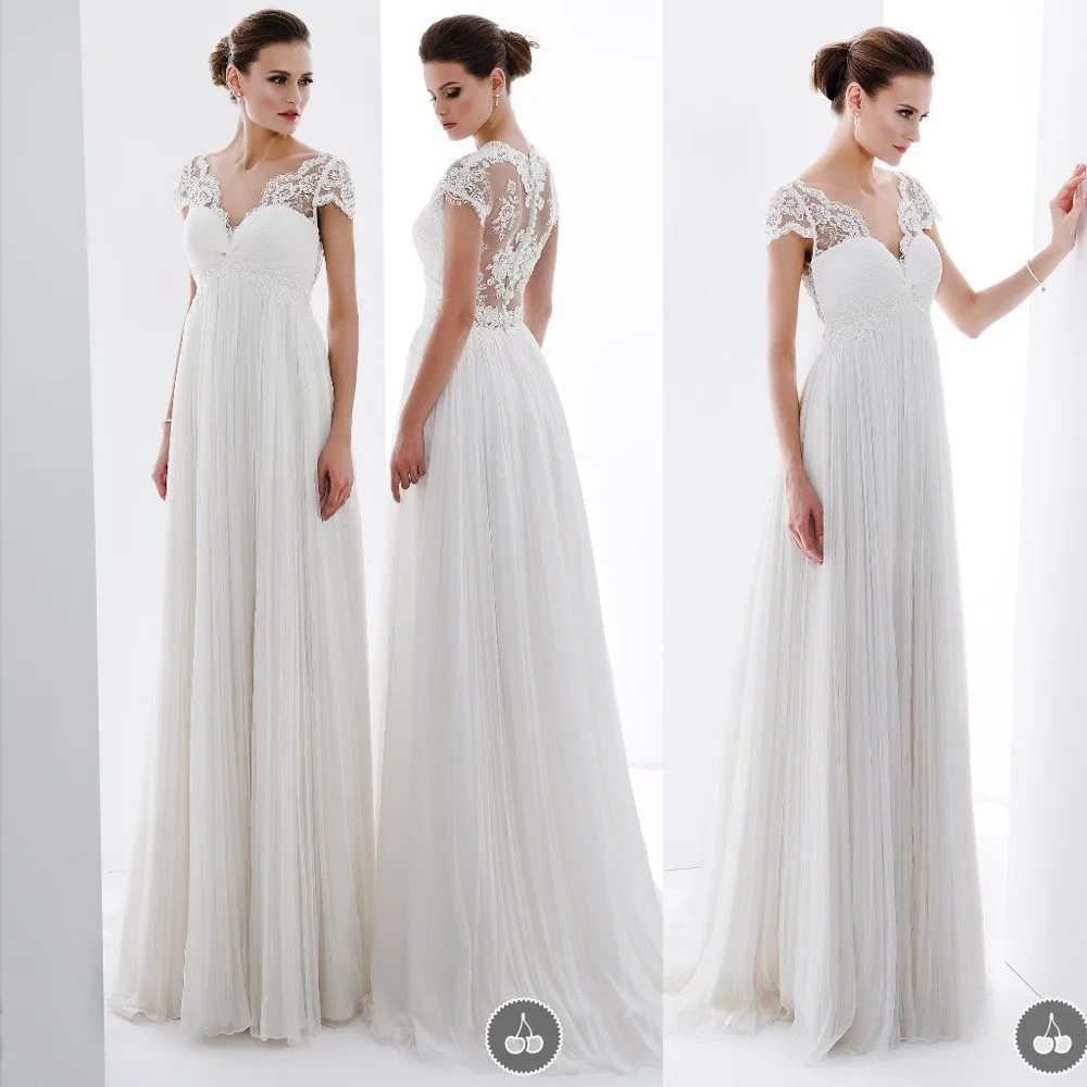 Новое кружевное свадебное платье в стиле ампир для беременных, vestidos de novia, прозрачные сзади платья для матери невесты