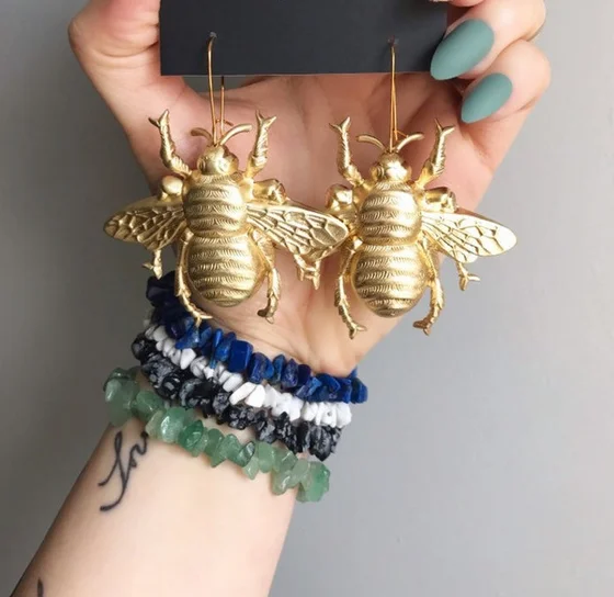 Bee Earrings Bee Necklace Big Bumblebee 