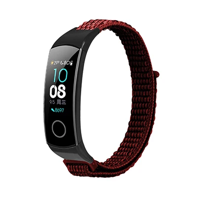 OLLIVAN Stick нейлоновая петля ремешок на запястье для huawei Honor Band 5 4 браслеты для Honor Band 4 Band 5 ремни Красный - Цвет: Red