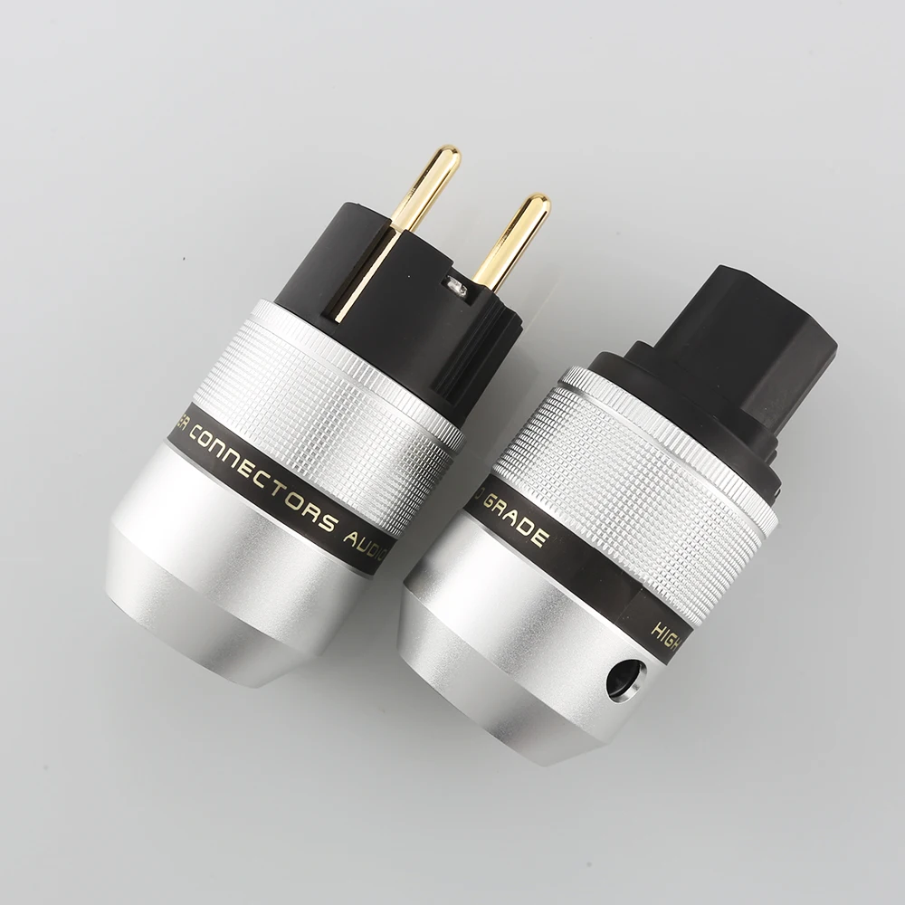Conector de Alimentação + Plug Banhado a Ouro Par de Plugues de Áudio de Alumínio Schuko Fêmea Iec 1 - Image 6