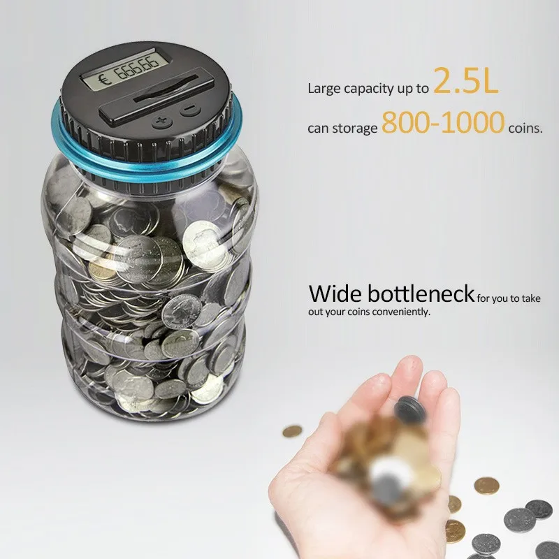Electronic count Piggy Bank Counter Coin Digital LCD Counting Coin Money Saving Box Jar Coins Storage Box For USD EURO GBP Money