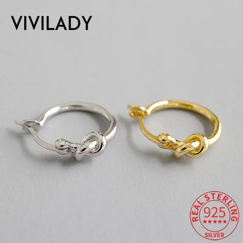 VIVILADY, шикарные, с узлом, Аутентичные, 925 пробы, серебряные, круглые, женские серьги-кольца, золотистые и Серебристые подвески, цветные, трендовые, Женские Ювелирные изделия, Brincos