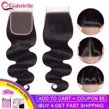 Габриэль бразильские волнистые накладные волосы на тонкой прозрачной основе натурального Цвет 8-22 дюймов, бразильские человеческие волосы 4x4 кружева закрытие не Волосы remy