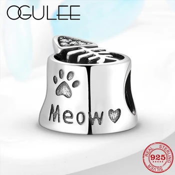

2019 New 925 Sterling Silver Pet cat food Fish bone cat paw print Beads Fit Original Pandora Charm Bracelet Jewelry Accessories