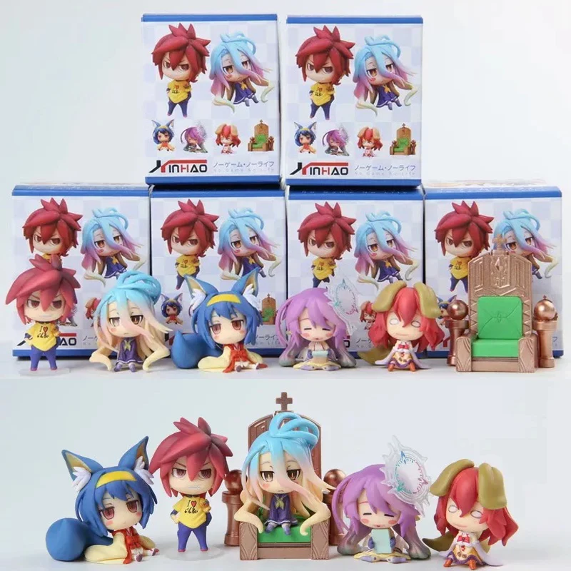 Anime Figure No Game No Life Shiro Sora Jibril Steve PVC Action Figures Collectible Model Toys Doll 6pcsset (1)