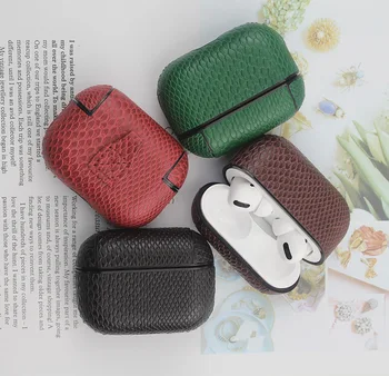 

Snakeskin Pattern Leather Earphone Case Anti-slip Anti-slip Leather Case for AirPods Pro3 Third Generation