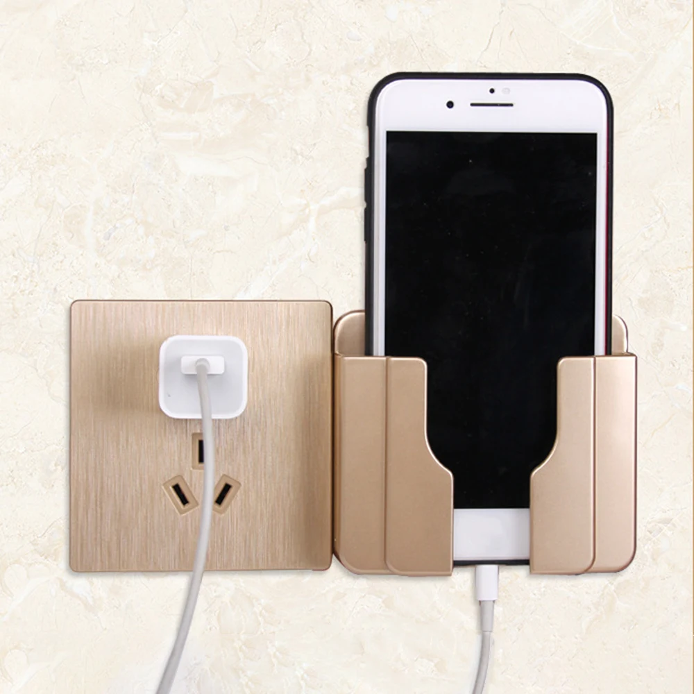 

Wall Stand Mount Mobile Phone Charger Holder Solid Socket Sticky Adhesive Charging Rack Shelf Universal Tablet Mount Holder