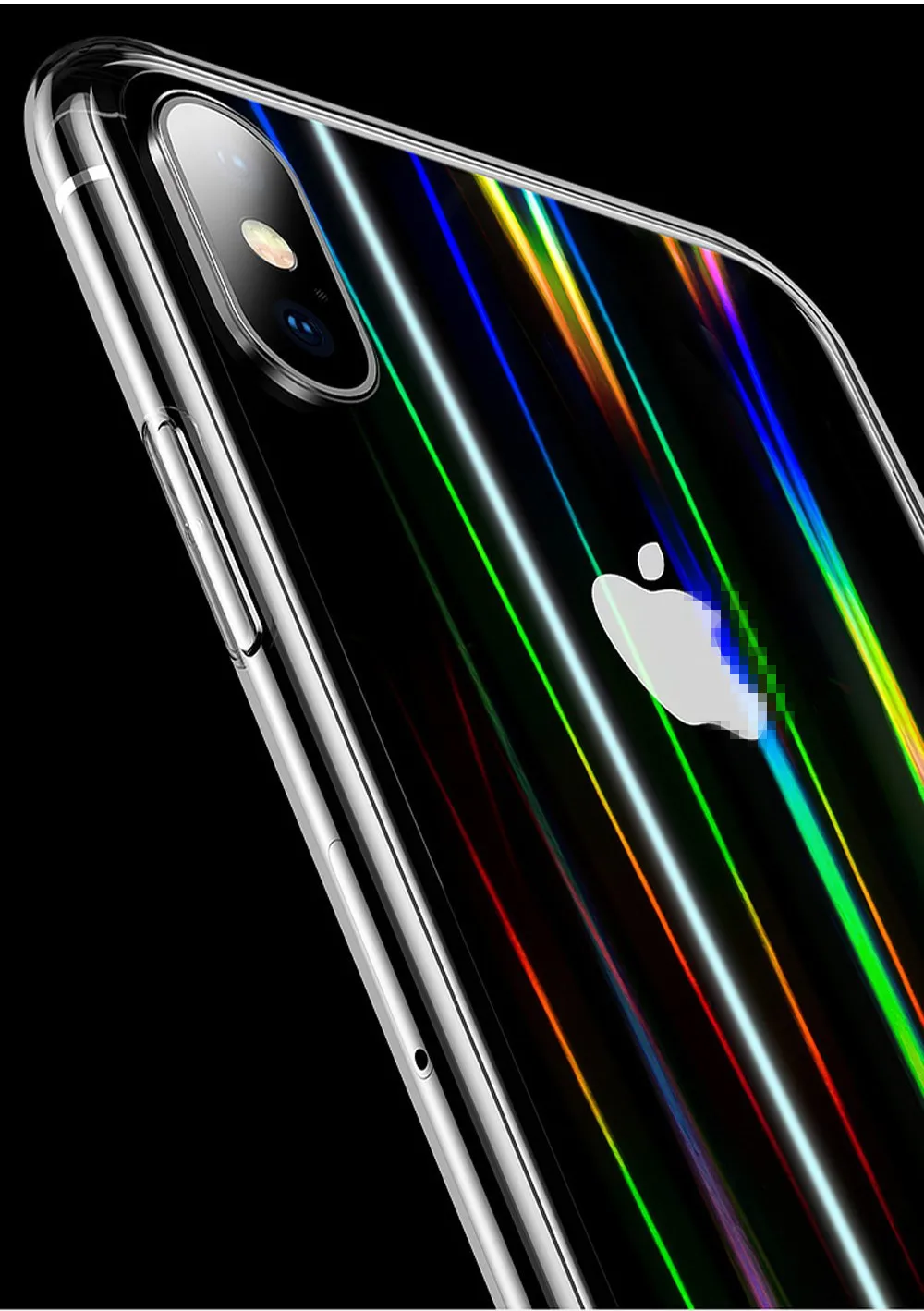 100 Чехол с градиентным лазерным стеклом Aurora для iPhone XS MAX XR X, тонкая прозрачная Задняя стеклянная крышка для iPhone XS Max 6 7 8 Plus