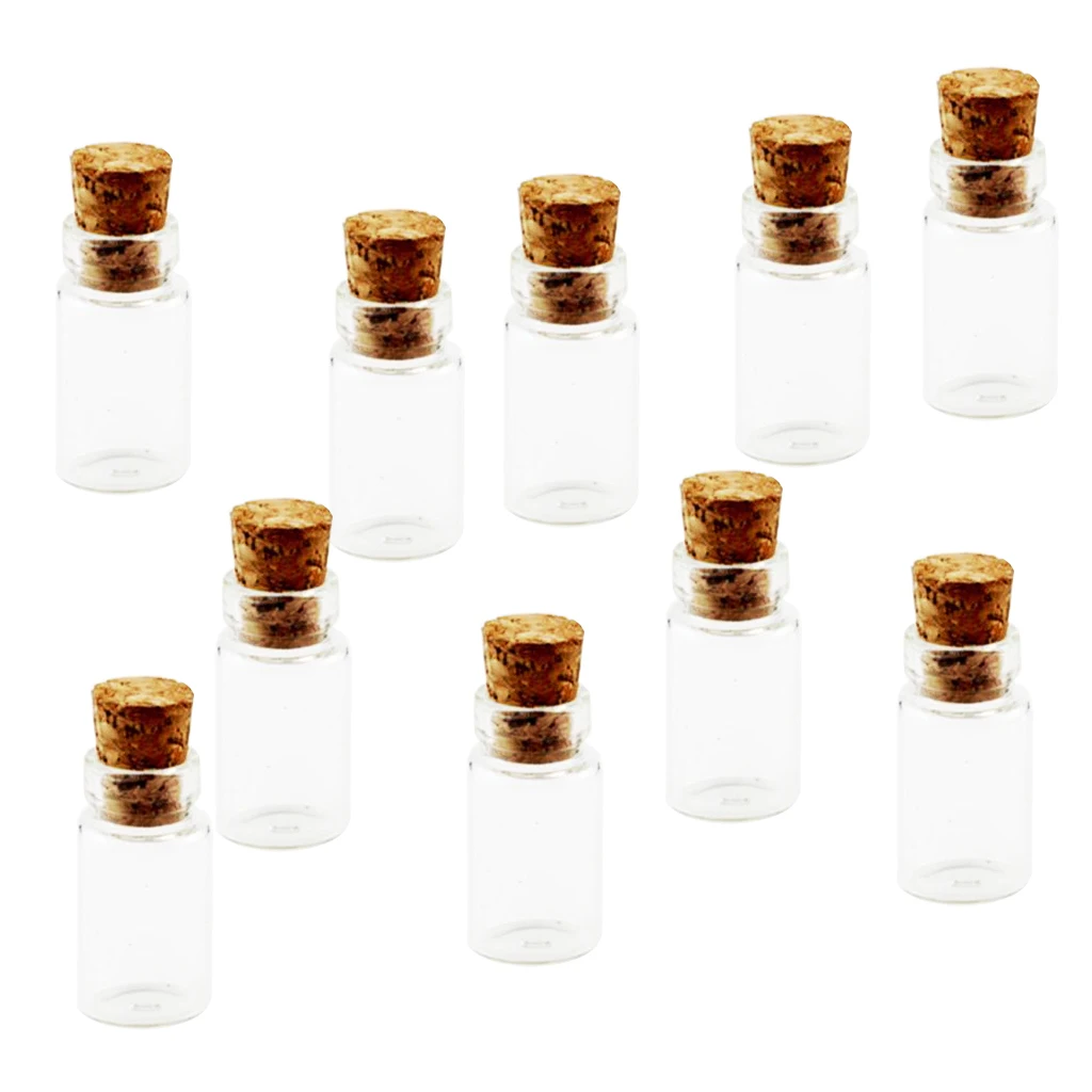10Pcs Clear Glass Vials Empty Wishing Bottles Charms Necklace Pendant DIY Crafts