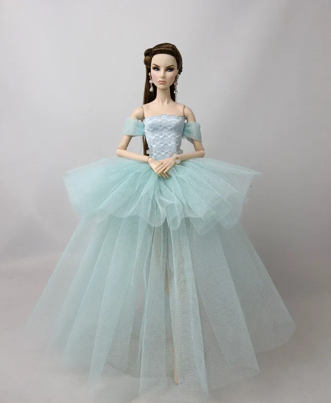 Модное Оригинальное элегантное женское свадебное платье для куклы Барби, одежда принцессы, платье Барби, длинное платье, аксессуары - Цвет: Золотой