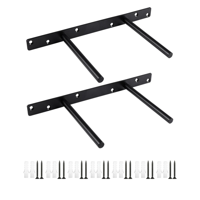 

2 Pcs 12 Inch Shelf Bracket Black Floating Blind Shelf Supports Brackets for Floating Wood Shelves Bracket