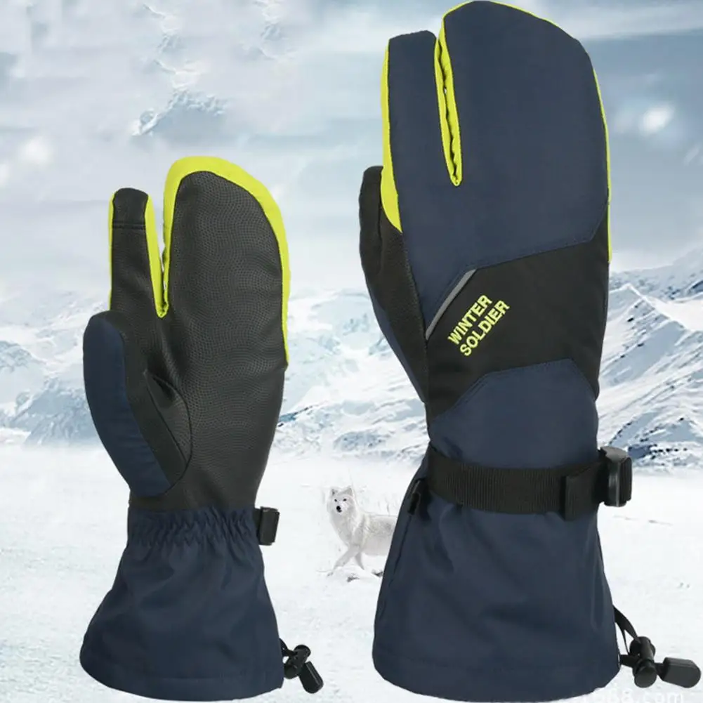 Мужские и женские лыжные перчатки с 3 пальцами и сенсорным экраном, ветрозащитные Длинные Наручные Теплые Зимние варежки, Детские водонепроницаемые лыжные перчатки для сноуборда