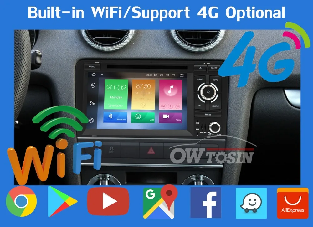 PX6 4G+ 64G Android 9,0 автомобильный DVD Мультимедиа gps навигация Радио для Audi A3 S3 RS3 2006-2012 стерео DSP Авто CarPlay головное устройство