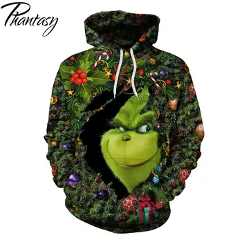 

Phantasy 2020 Latest Christmas Pullover Hoodie 3D Digital Print Outerwear Hoodie Grinch Sweatshirt Christmas